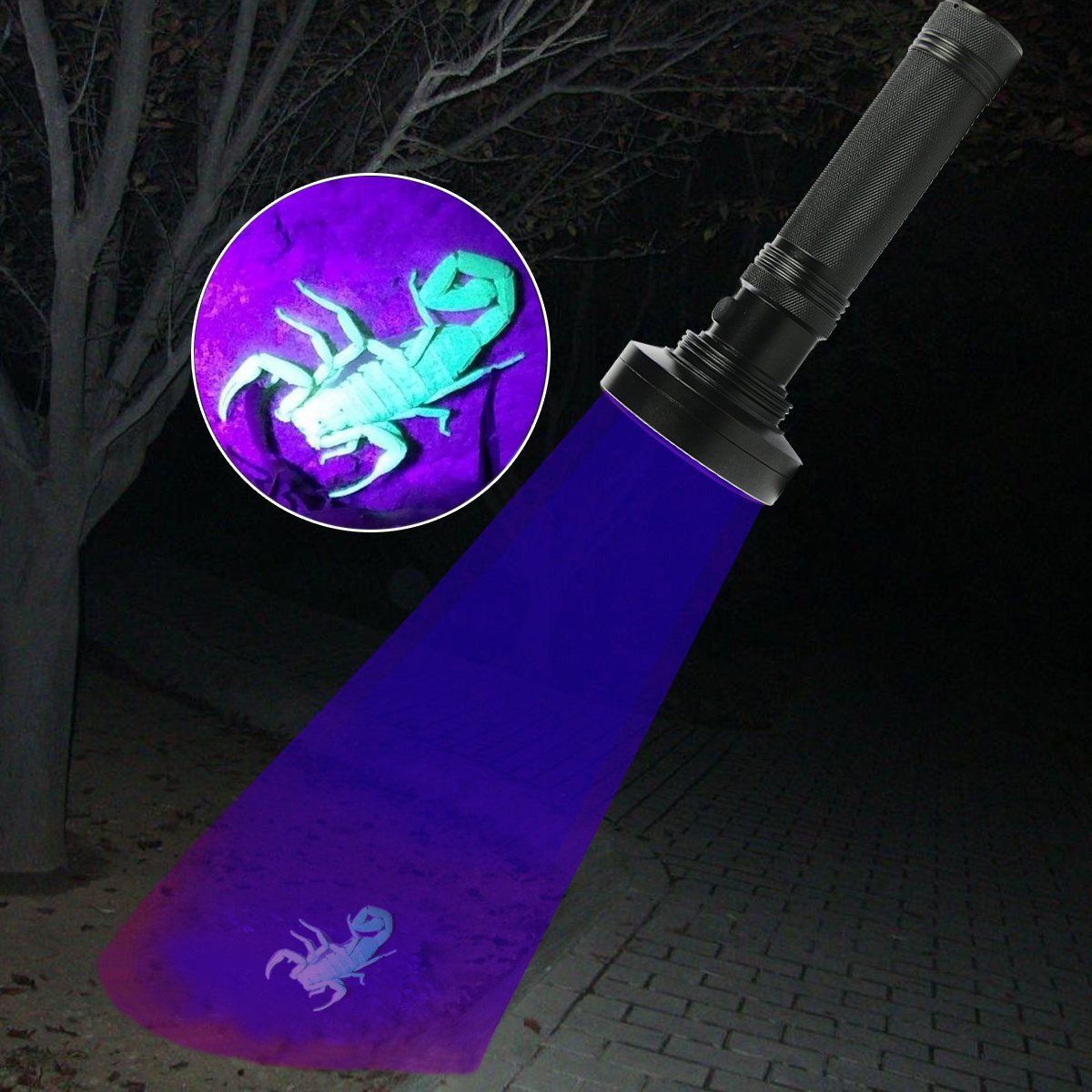 100LED UV Led Flashlight Fluorescent Agent Detection UV Lamp Disinfection Tobacco and Alcohol Anti Counterfeiting Scorpion Purple Light UV Torch