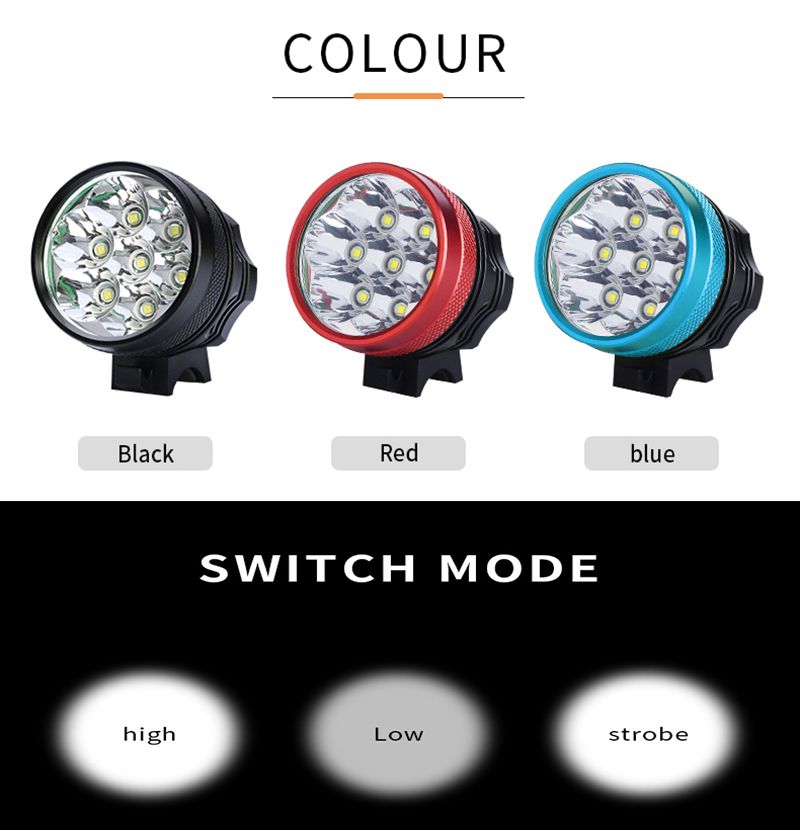 7T6 Led Bicycle Light Headlamp Head DC Port MTB Bike Headlights Cycling Riding Front Floodlight